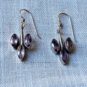 Vintage Amethyst Modernist Sterling Silver Earrings